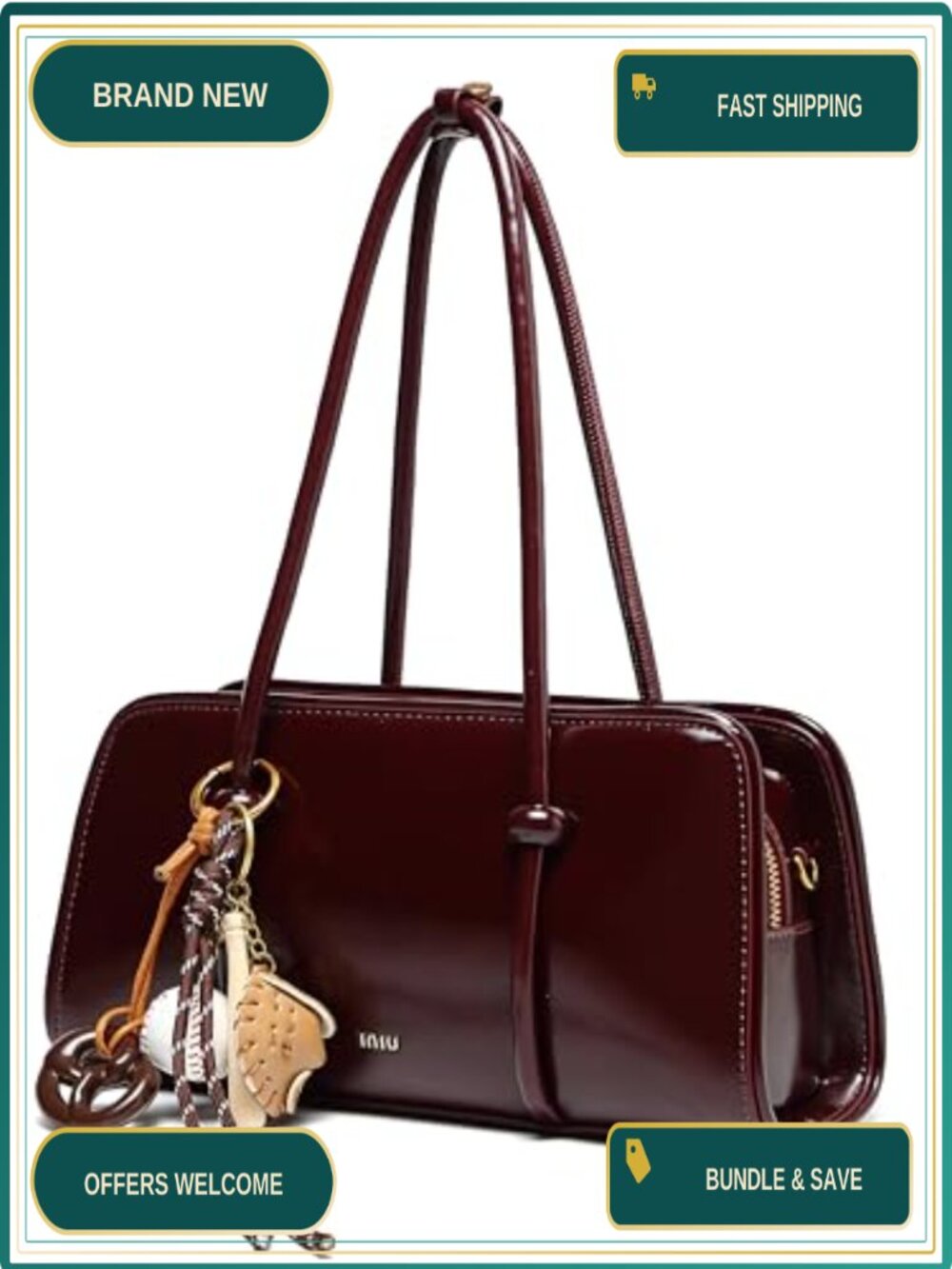 PU Leather Satchel Handbag Multi-Pocket Crossbody Shoulder Bag
